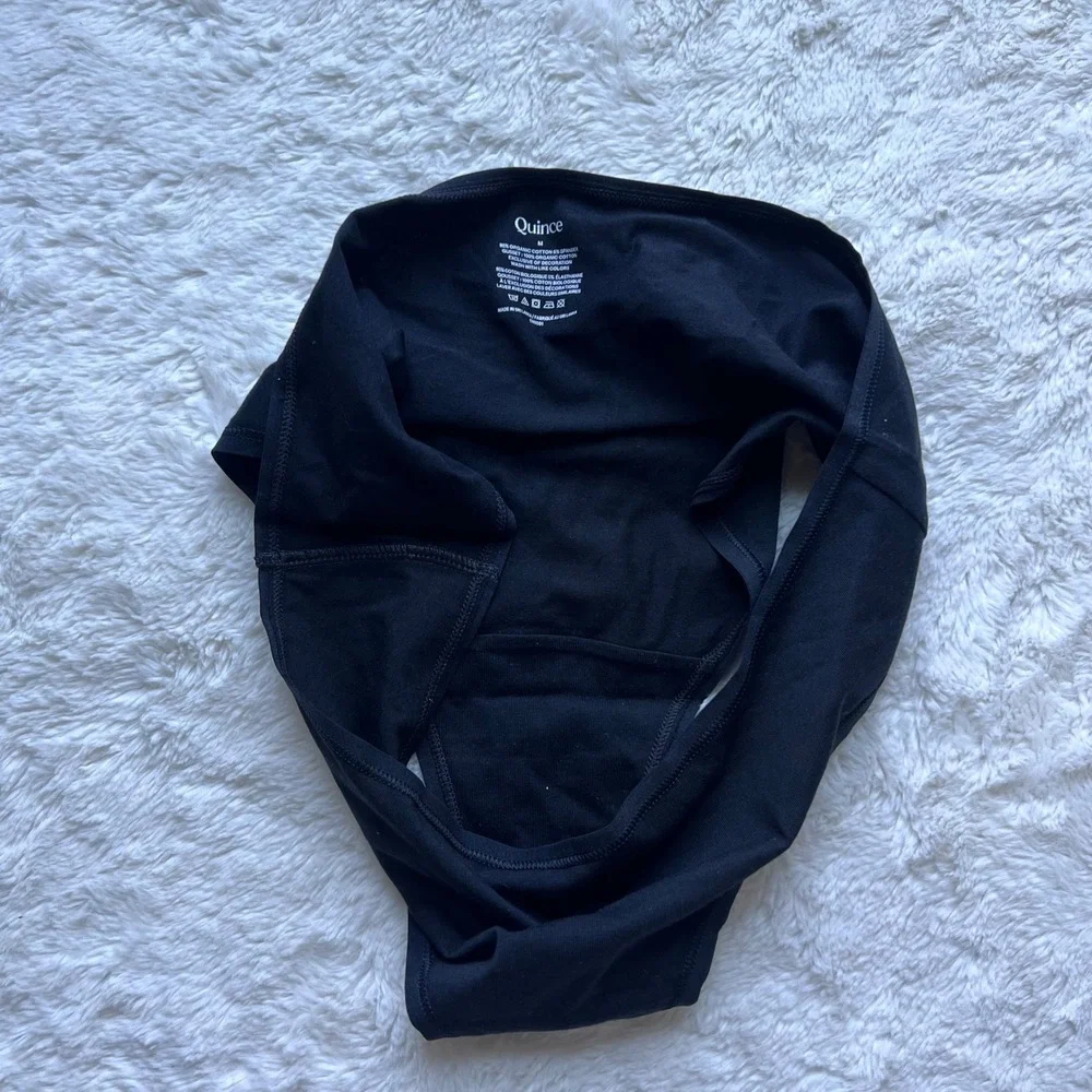 Quince Organic Cotton Bikini Underwear Black Mid Rise Panty EMI001 Womens Size M